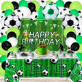 122 Pcs Soccer Themed Birthday Party Supplies Soccer Party Decorations Include Soccer Backdrop Soccer Balloons Plastic Soccer Table Covers Tablecloth Soccer Theme Sport Activity for Kid Adult